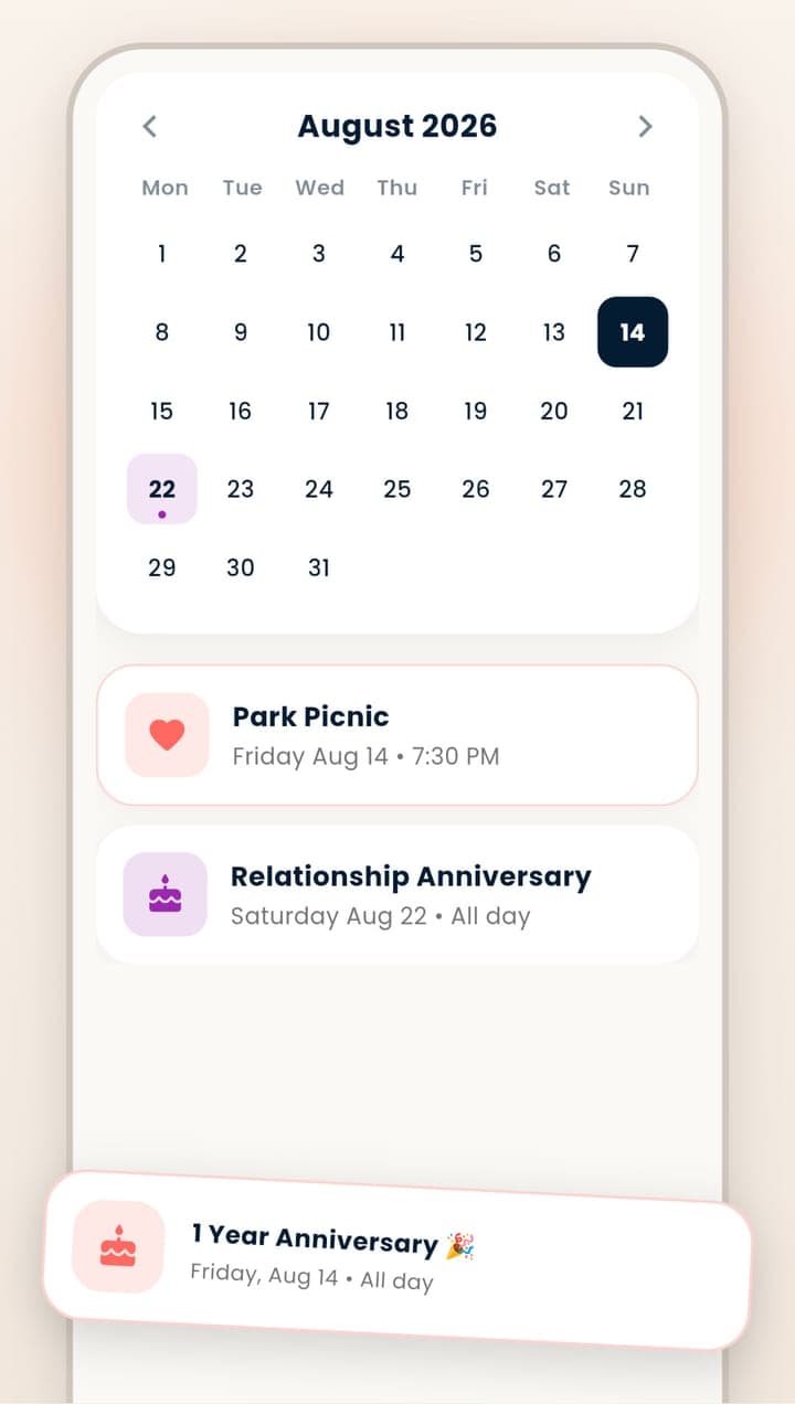 Your couple's calendar.